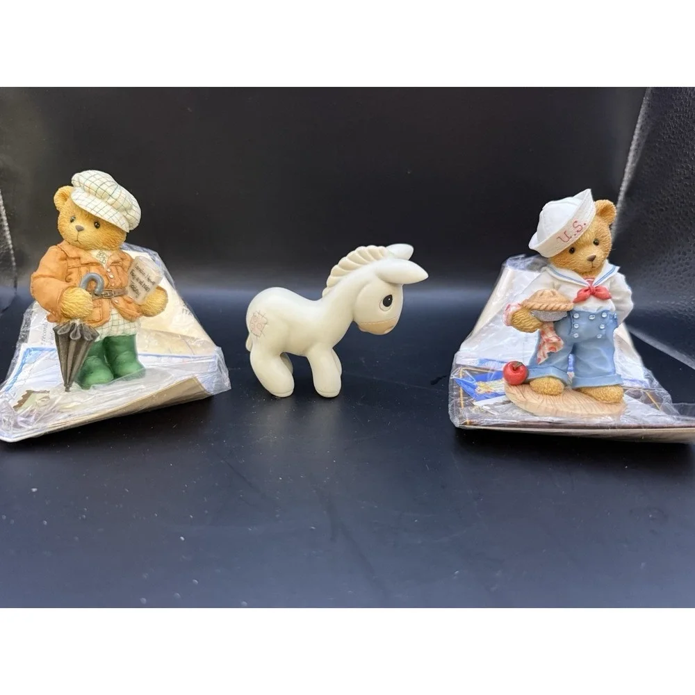 Lot‎ 3 Cherished Teddies & Precious Moments Donkey Figurines w/ Boxes